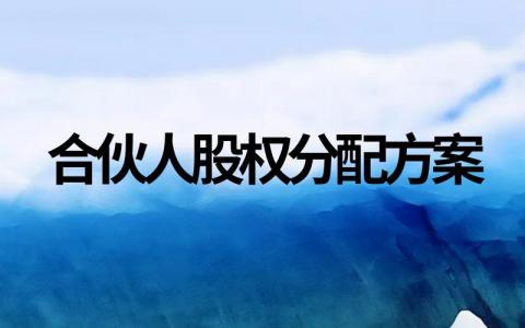 一般合伙人股权分配方案怎么写（参考10篇）