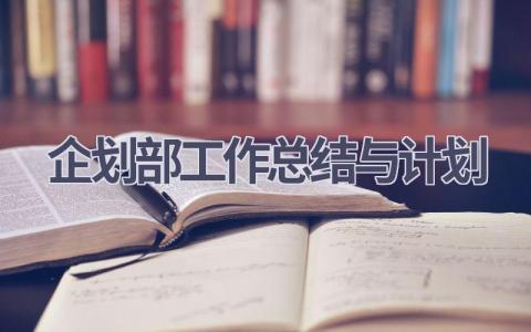 企划部工作总结与计划(16篇精选范文）
